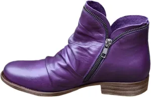 AMDBEL Black Ankle Boots For Women, Fall Boots for Women 2023, Comfy V-Neck Side Zip Low Heel Ankle Booties, Arch Support Vintage Rain Shoes