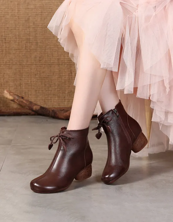Ankle Lace-up Elegant Chunky Heel Boots 35-41