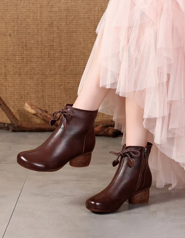 Ankle Lace-up Elegant Chunky Heel Boots 35-41