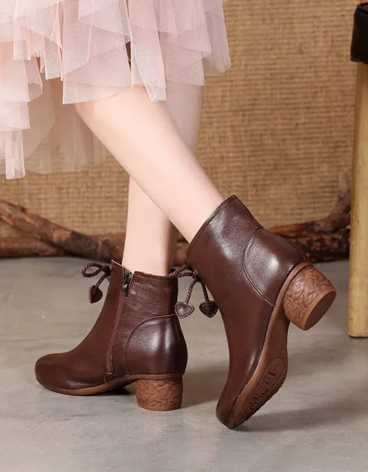 Ankle Lace-up Elegant Chunky Heel Boots 35-41