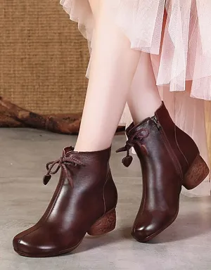 Ankle Lace-up Elegant Chunky Heel Boots 35-41