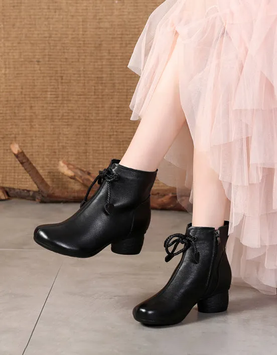Ankle Lace-up Elegant Chunky Heel Boots 35-41