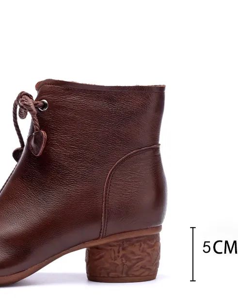 Ankle Lace-up Elegant Chunky Heel Boots 35-41