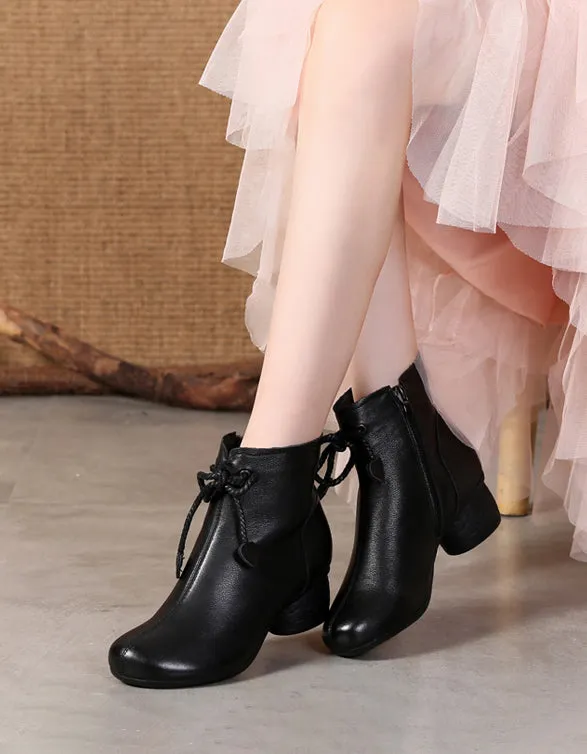 Ankle Lace-up Elegant Chunky Heel Boots 35-41