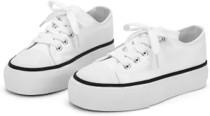 ANTLULU Girls?? Platform Canvas Shoes Low Top and High Top Canvas Sneakers Lace-up Fashion Casual Shoes for Girls