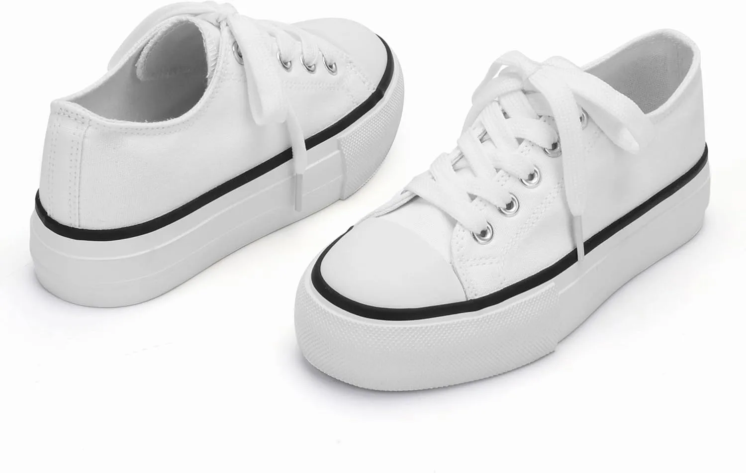 ANTLULU Girls?? Platform Canvas Shoes Low Top and High Top Canvas Sneakers Lace-up Fashion Casual Shoes for Girls