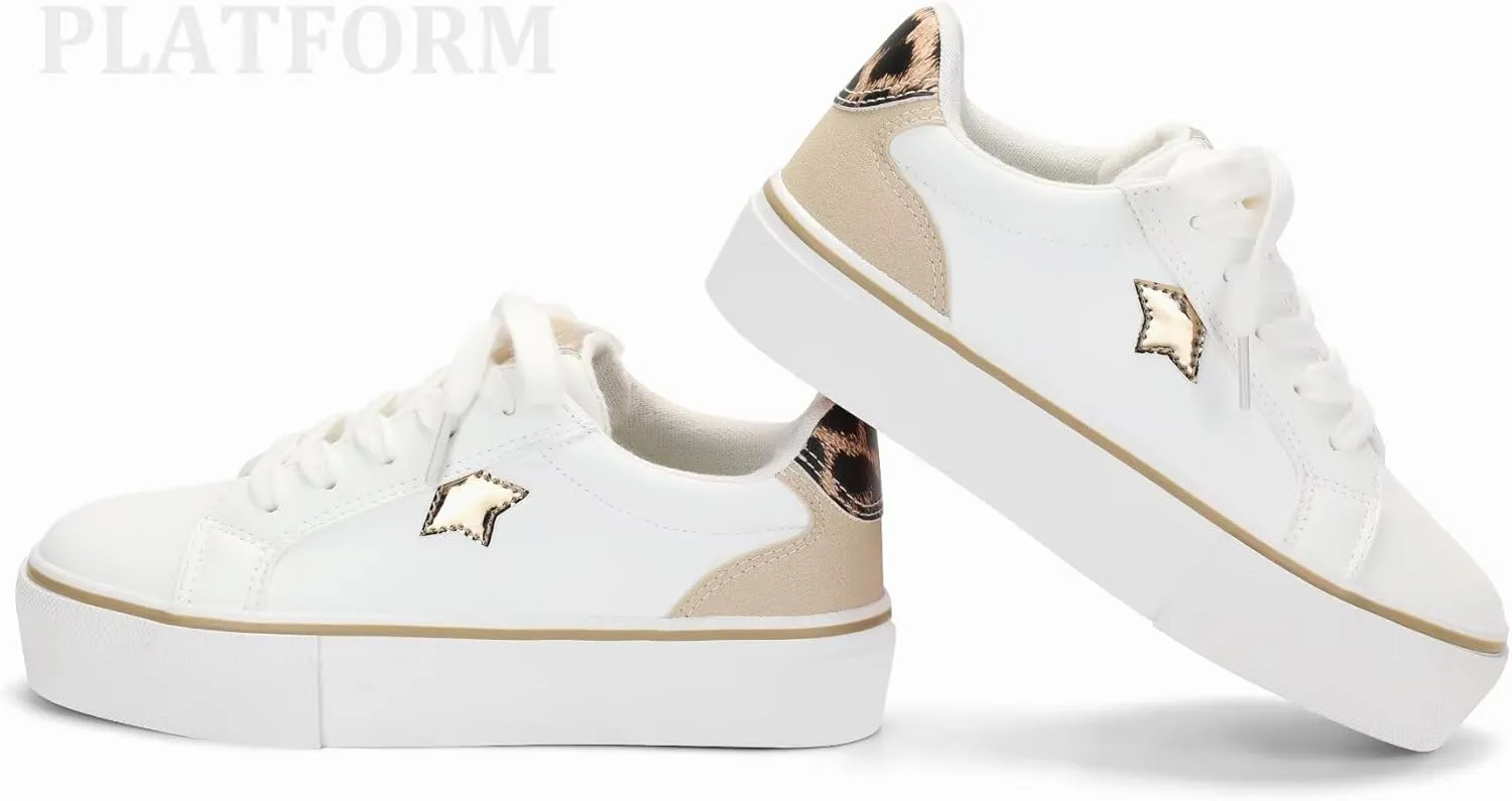 ANTLULU Girls?? Platform Canvas Shoes Low Top and High Top Canvas Sneakers Lace-up Fashion Casual Shoes for Girls