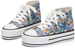 ANTLULU Girls??Platform Canvas Shoes Low Top and High Top Canvas Sneakers Lace-up Fashion Casual Shoes for Girls