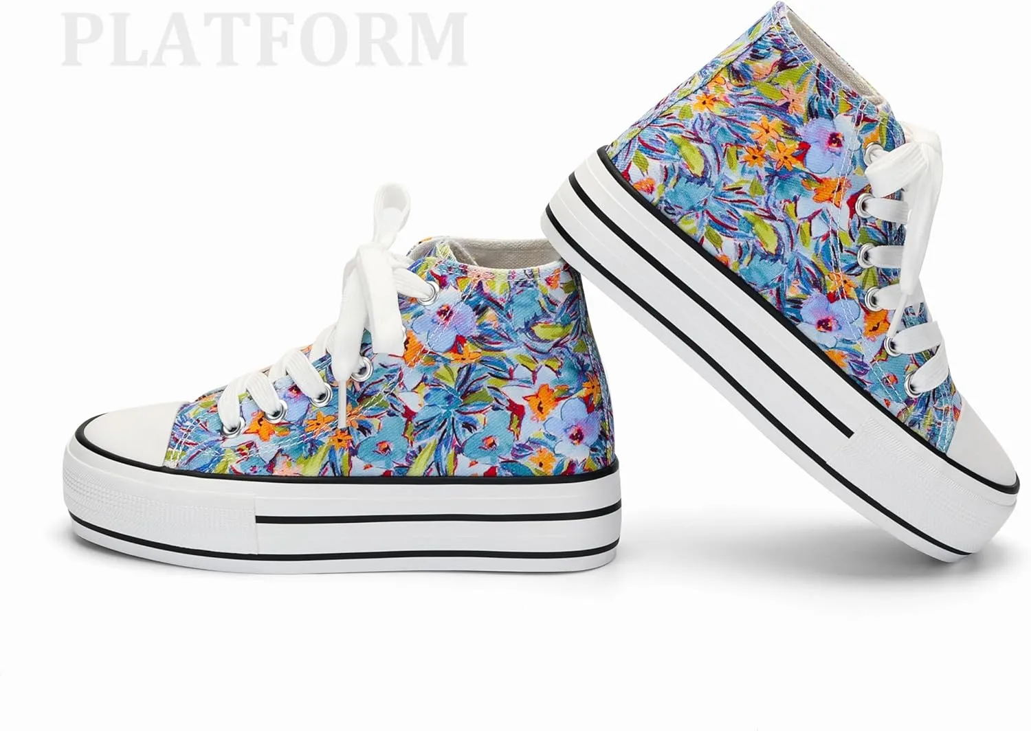 ANTLULU Girls??Platform Canvas Shoes Low Top and High Top Canvas Sneakers Lace-up Fashion Casual Shoes for Girls
