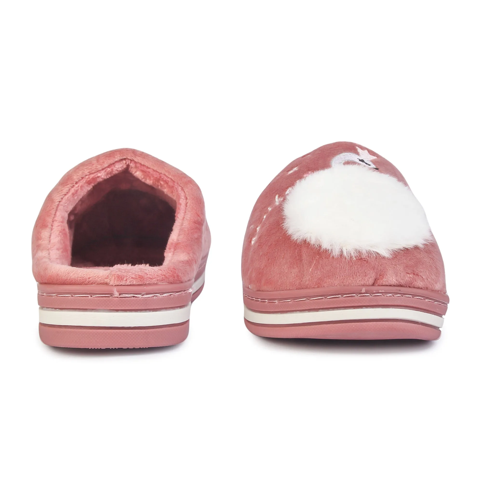 Brauch Women's Pink Fur Swan Winter Slippers