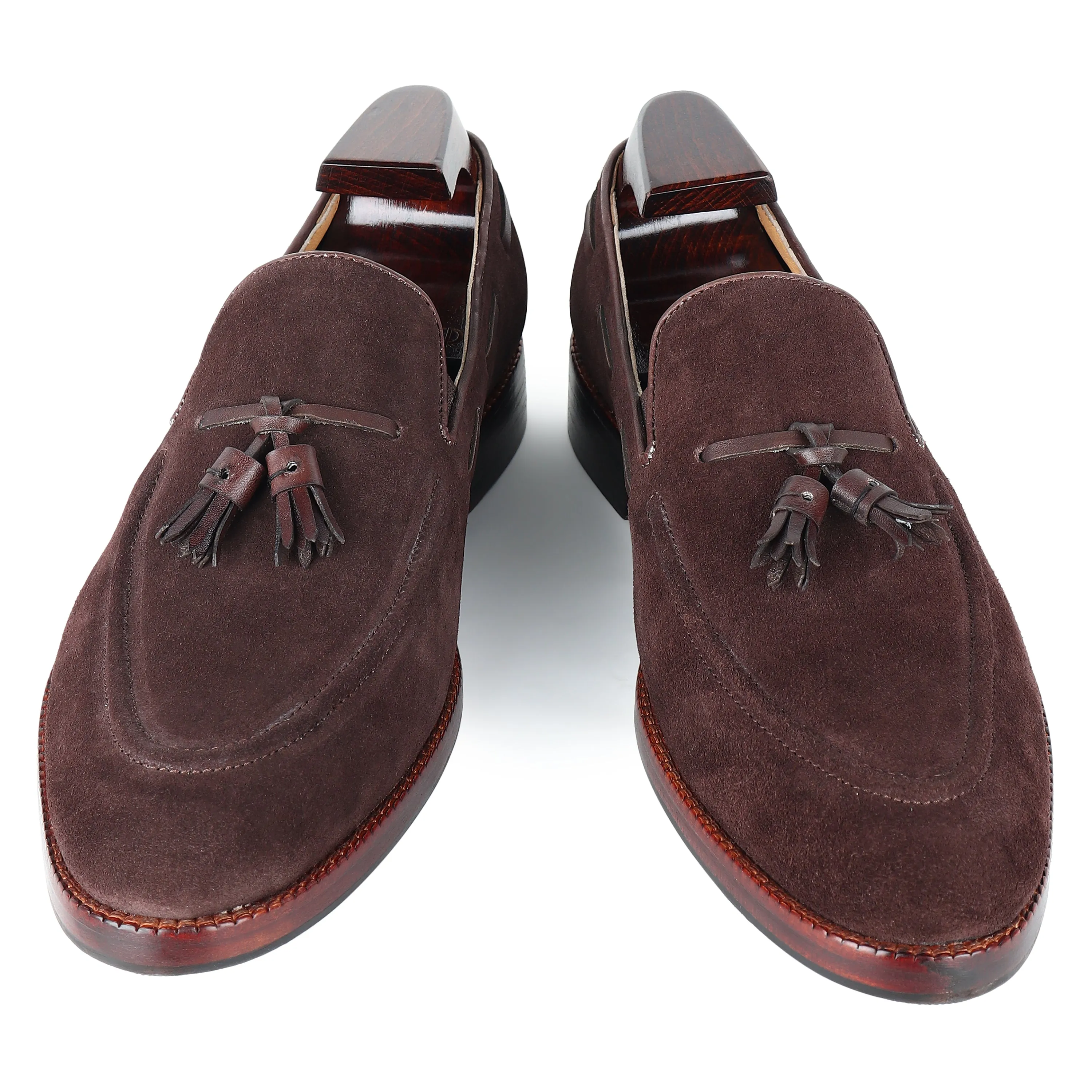 Brown Suede   Brown Leather Tassel Loafers