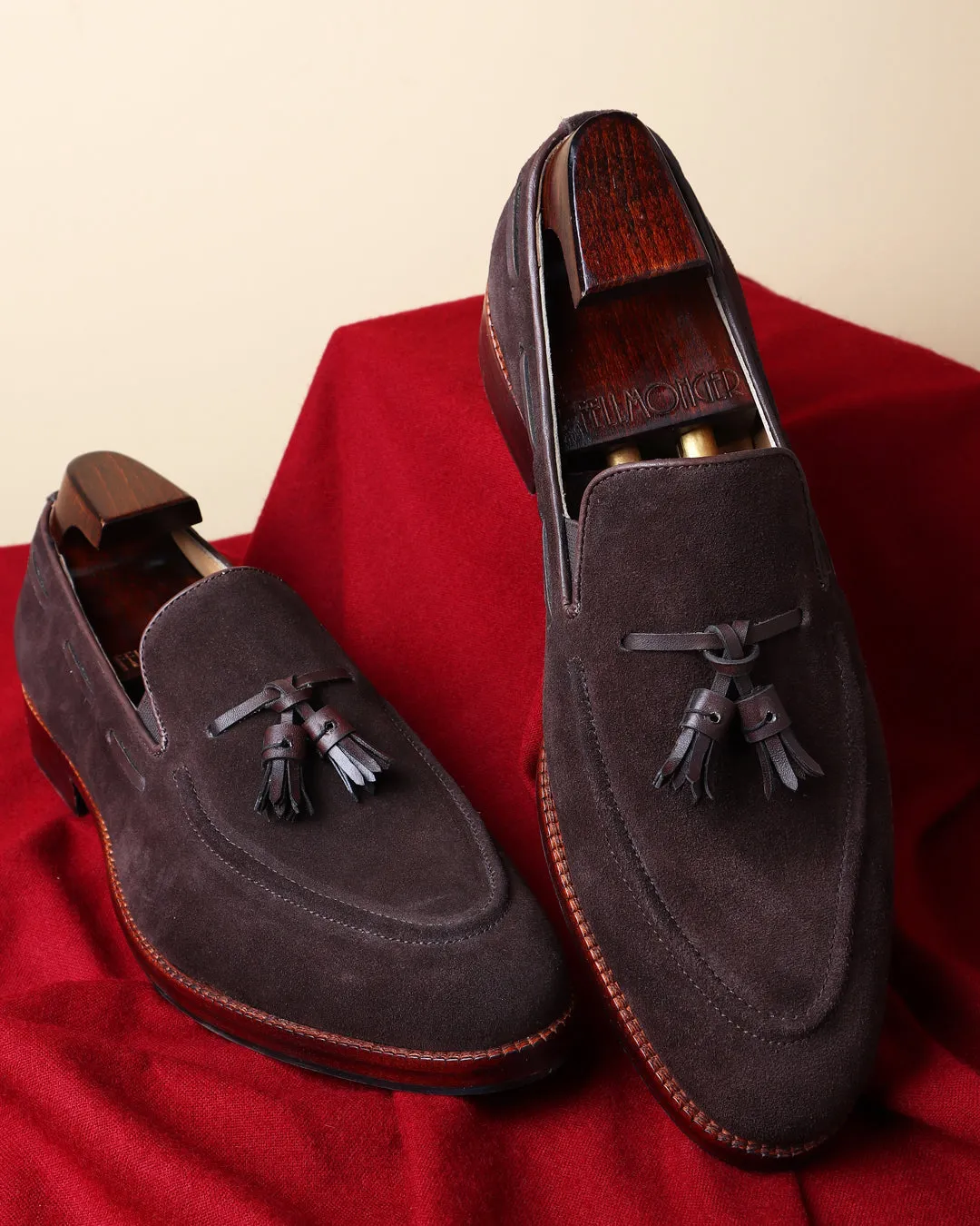 Brown Suede   Brown Leather Tassel Loafers