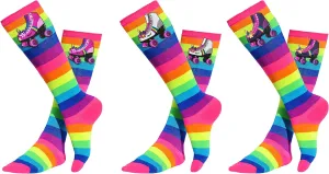 Bubblegum Divas Unicorn Roller Skating Glow Party Skate Knee High Socks Girls Youth (3 Pair)