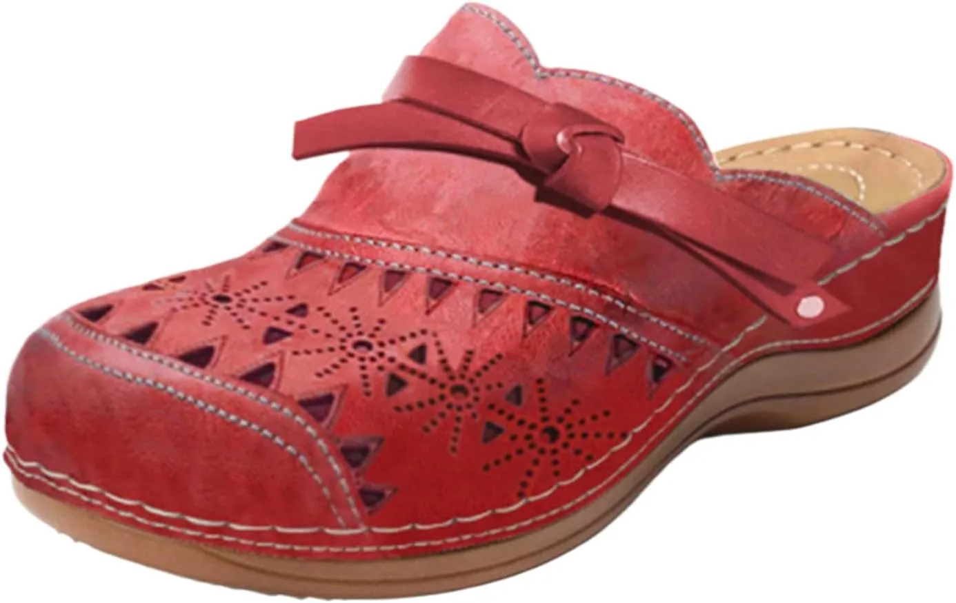 Clogs for Women Closed Toe Slip On Shoes Wide Wedge Sandals Hollow Out Slippers Arch Support Outdoor Beach Slipper Boho Comfortable Platform Outdoor Flats Sandals