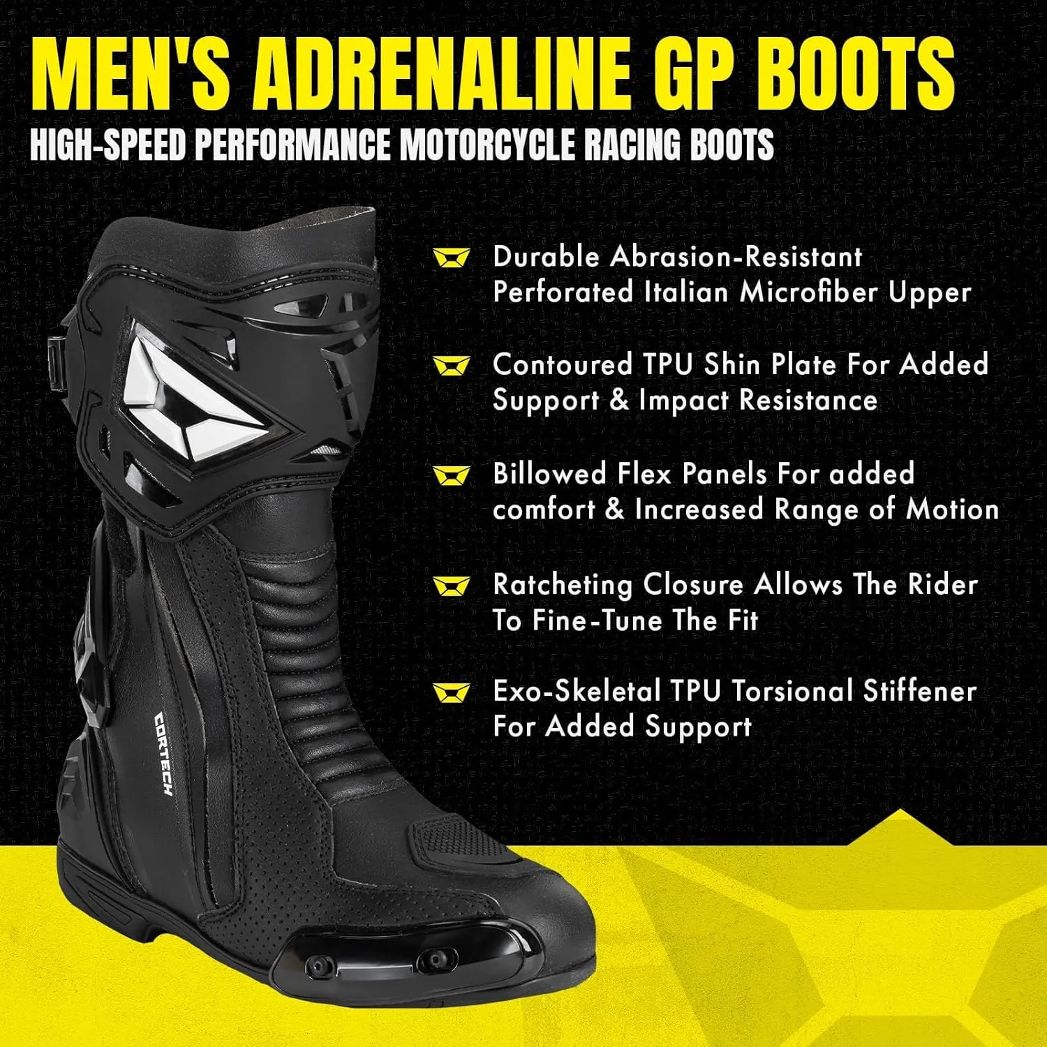cortech Men's Adrenaline GP Motorcycle Boots