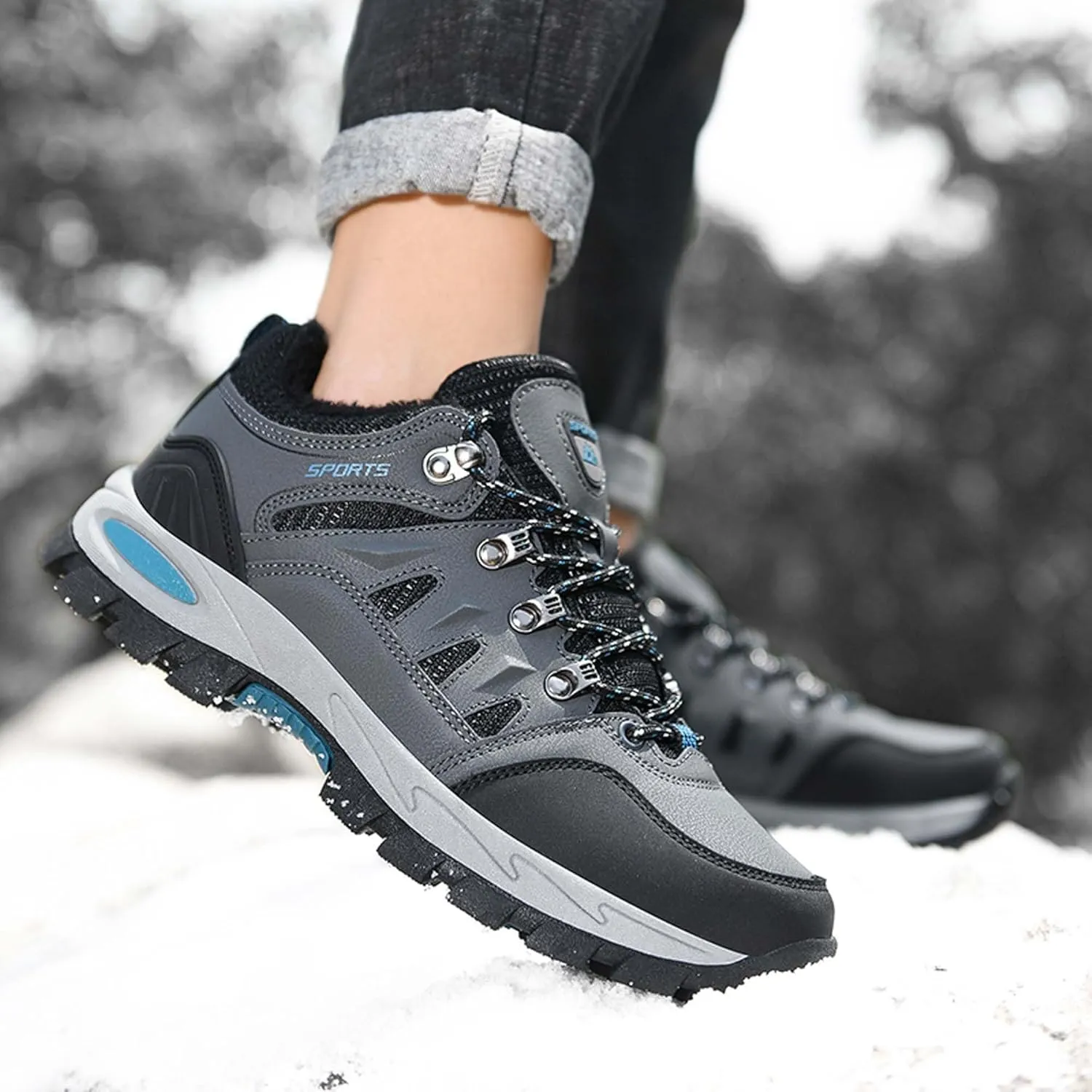 Couple Outdoor Walking Boots, Rubber Sole Breathable Mesh Ankle Shoes, Hiking Boots, Anti Slip Hiking Shoes, Muddy Wading Plush Hiking Shoes