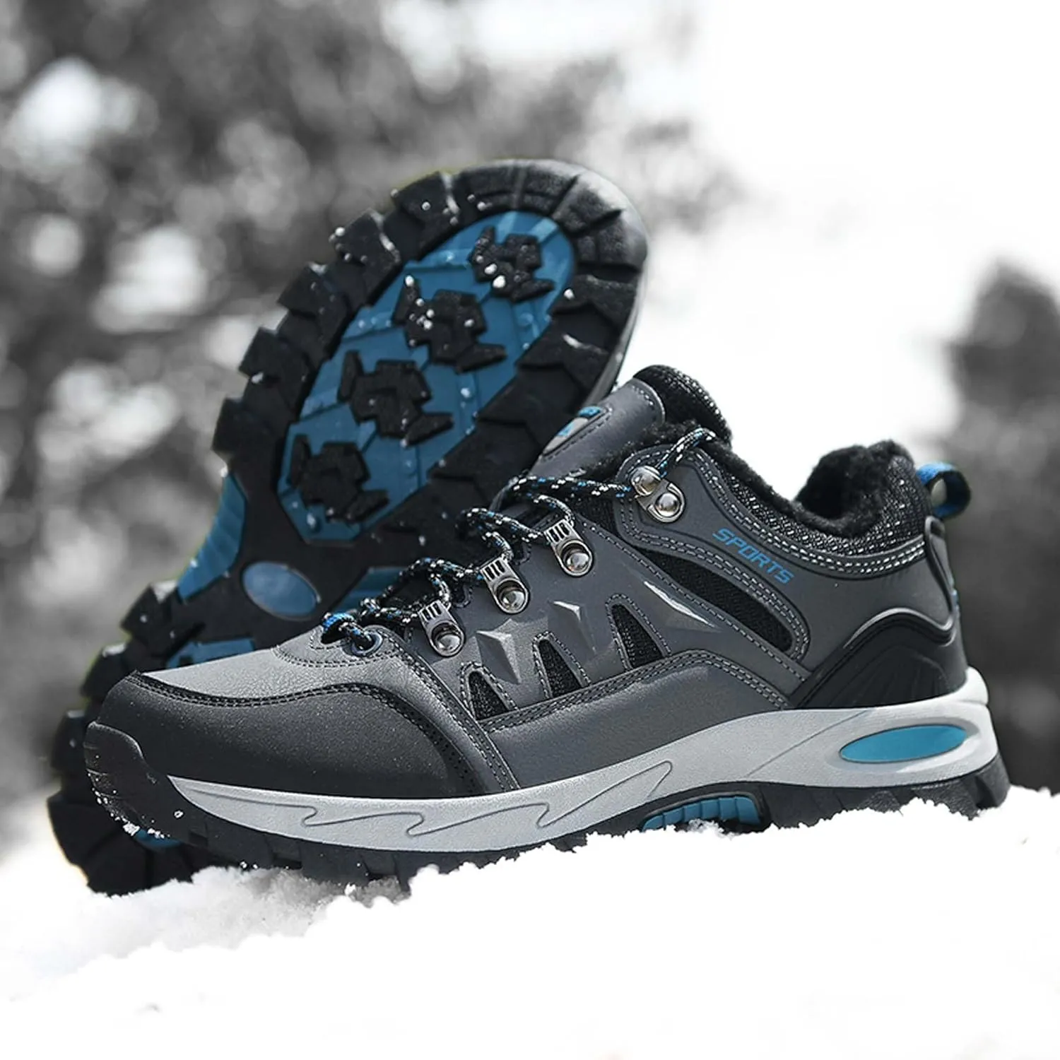 Couple Outdoor Walking Boots, Rubber Sole Breathable Mesh Ankle Shoes, Hiking Boots, Anti Slip Hiking Shoes, Muddy Wading Plush Hiking Shoes