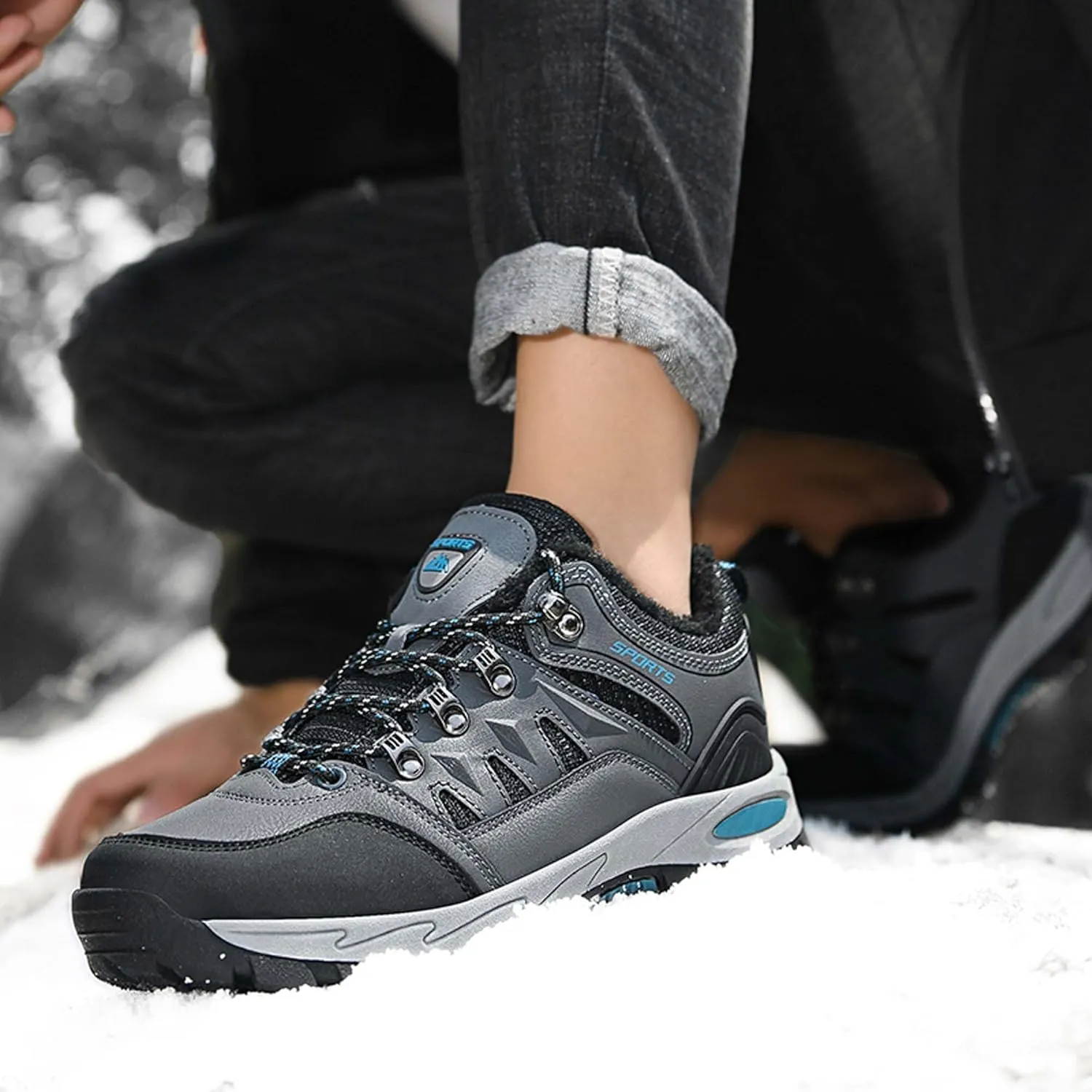Couple Outdoor Walking Boots, Rubber Sole Breathable Mesh Ankle Shoes, Hiking Boots, Anti Slip Hiking Shoes, Muddy Wading Plush Hiking Shoes