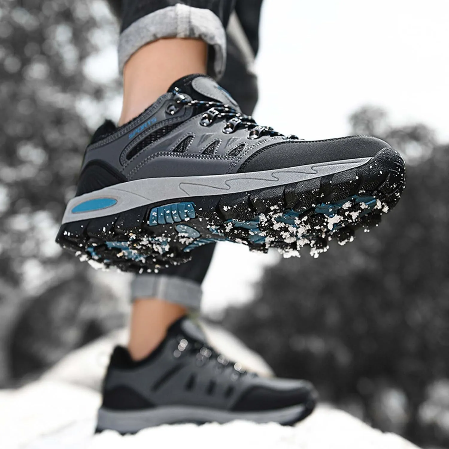 Couple Outdoor Walking Boots, Rubber Sole Breathable Mesh Ankle Shoes, Hiking Boots, Anti Slip Hiking Shoes, Muddy Wading Plush Hiking Shoes