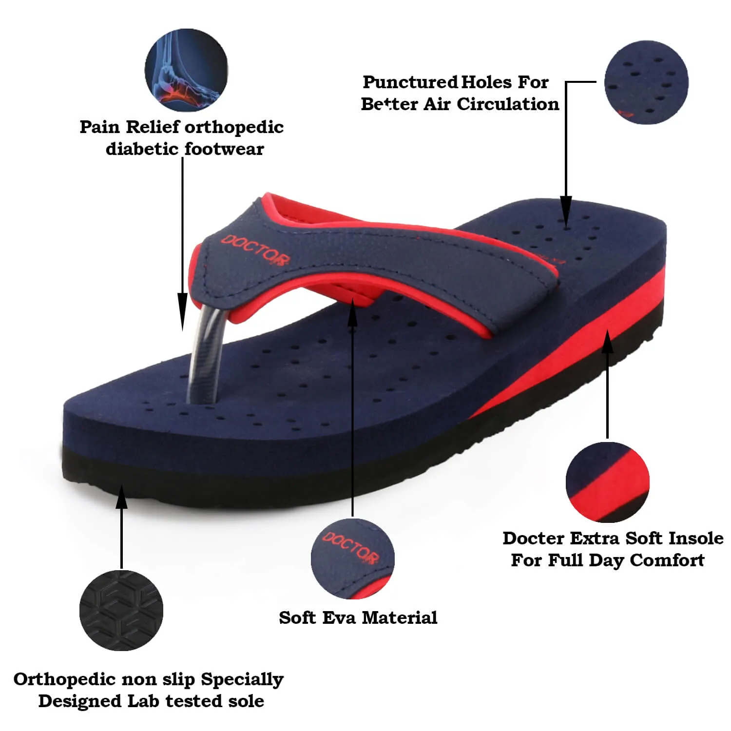 DOCTOR EXTRA SOFT Women's Slippers/Flip-flops OR-D-18 Anti-Skid & Pregnancy, House Slippers