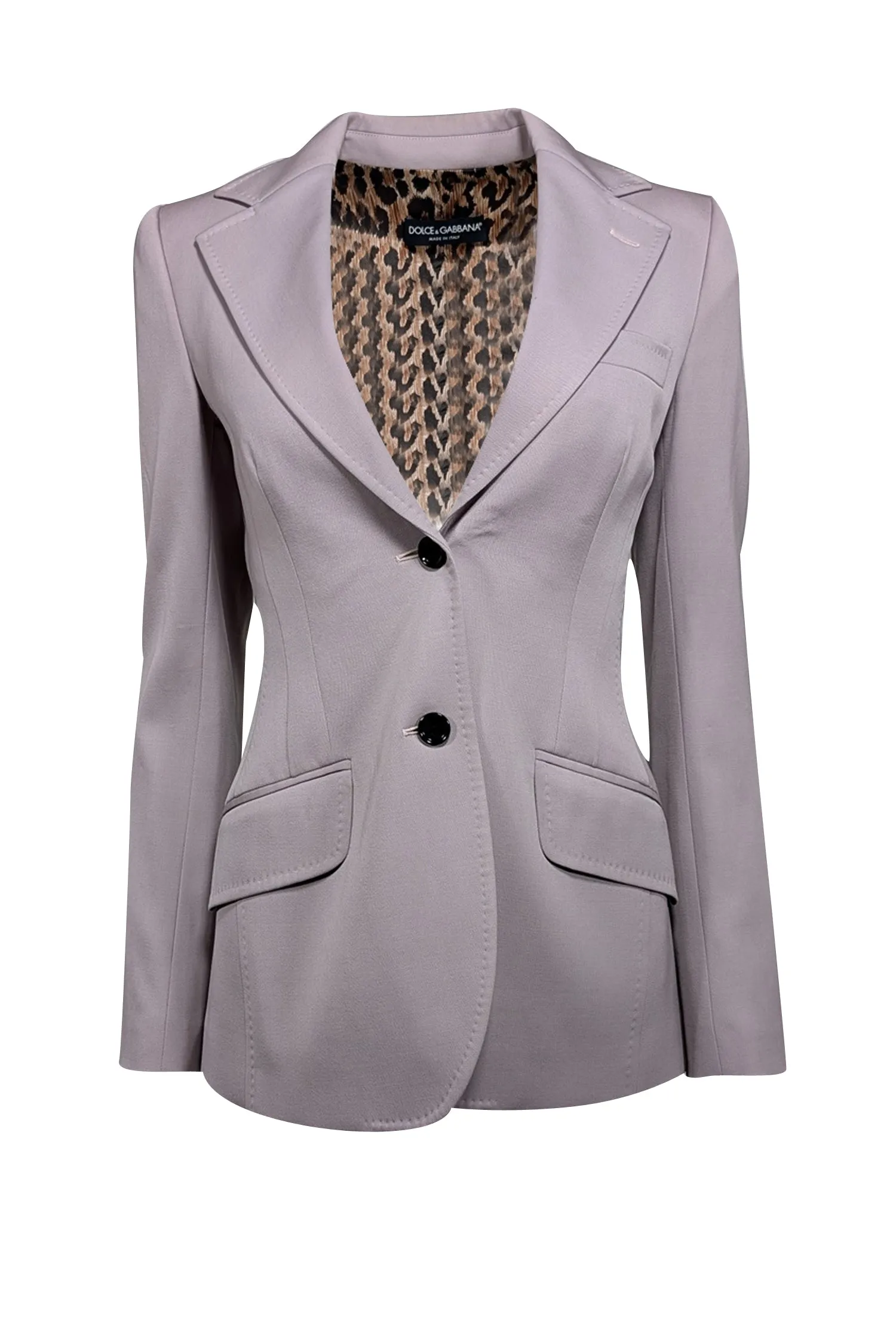 Dolce & Gabbana - Pewter Two Button Blazer w/ Leopard Print Lining Sz 4