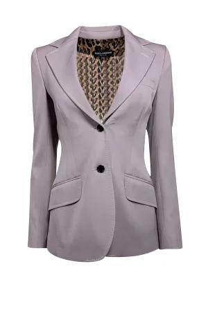 Dolce & Gabbana - Pewter Two Button Blazer w/ Leopard Print Lining Sz 4