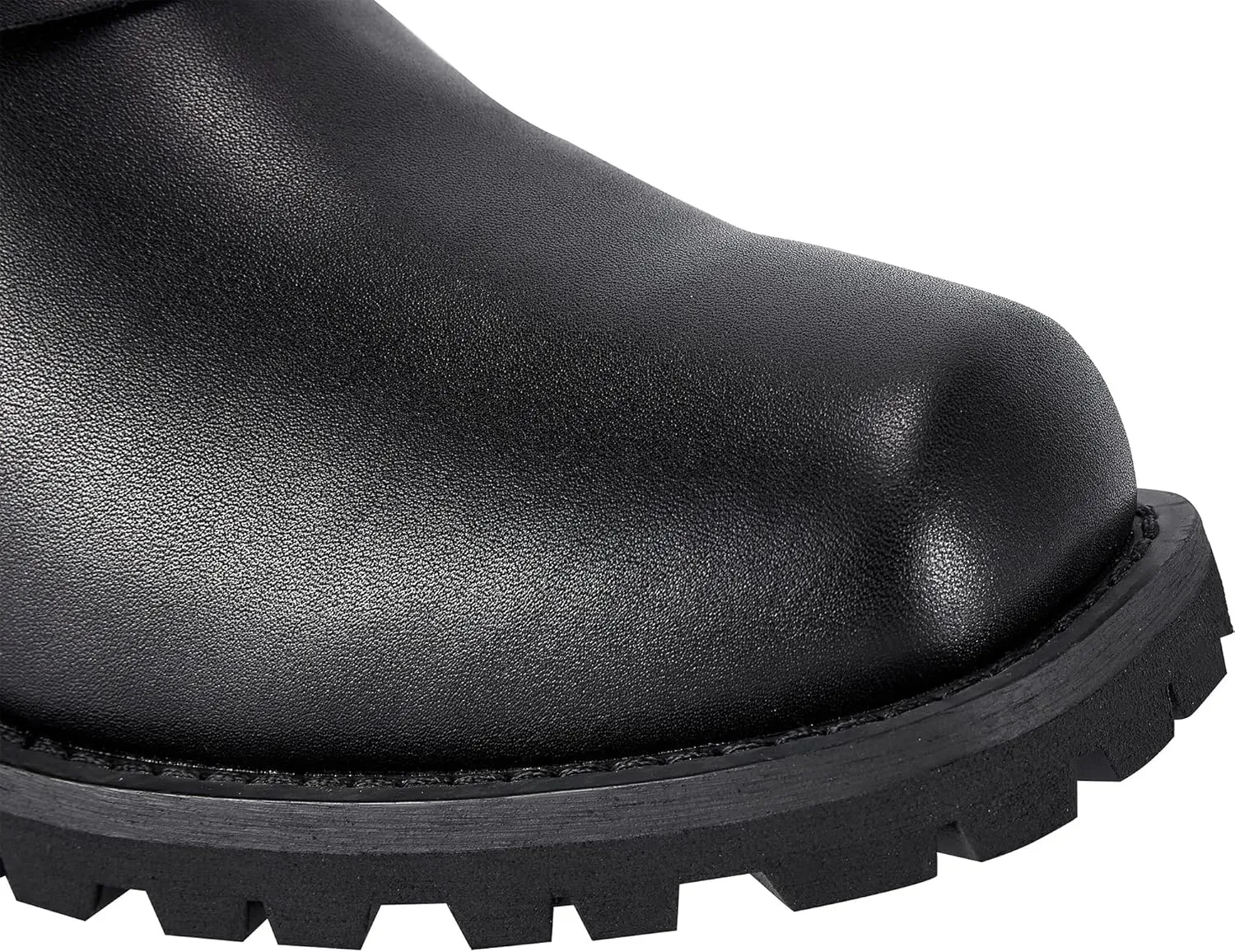 Dream Apparel Men's 11in Harness Motorcycle Riding Boots for Biker, Square Toe Waterproof Black PU Leather Mid Calf Boots Knee High Footwear