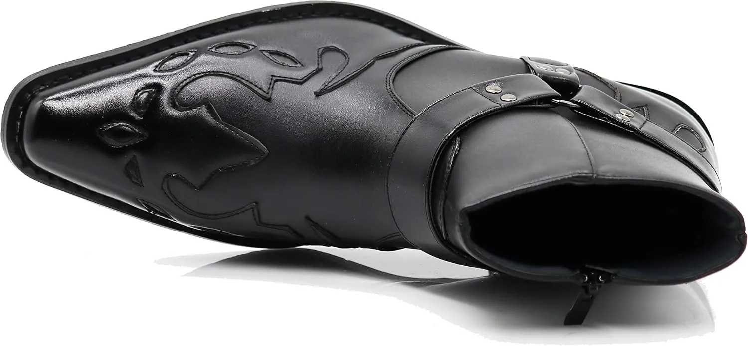 Enzo Romeo WT11 Men's Western Cowboy Motorcycle Ankle Boots