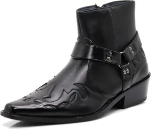 Enzo Romeo WT11 Men's Western Cowboy Motorcycle Ankle Boots