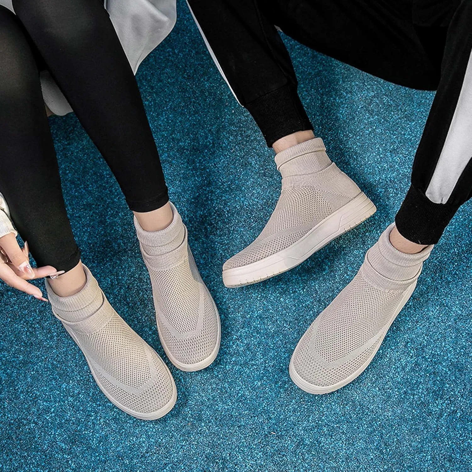 Fashionable Men Women's Lightweight Breathable Casual High Neck Flat Shoes, Wide Edition Business Casual Shoes, Non Slip Street Sports Shoes