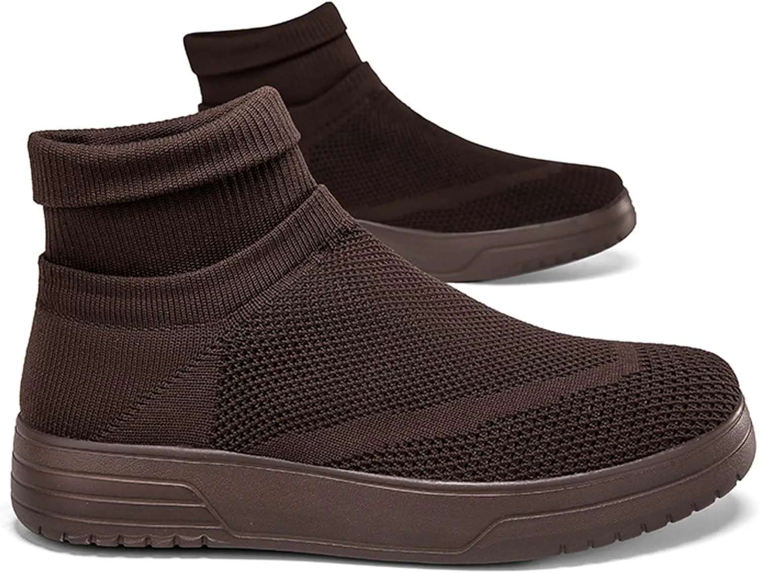Fashionable Men Women's Lightweight Breathable Casual High Neck Flat Shoes, Wide Edition Business Casual Shoes, Non Slip Street Sports Shoes
