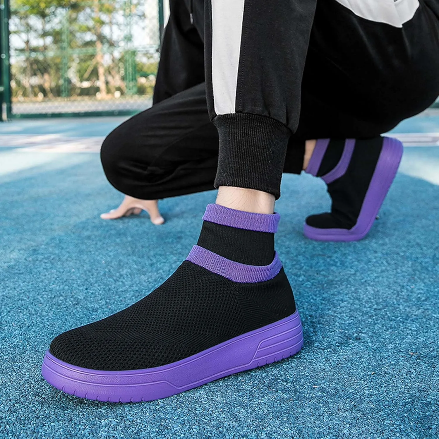 Fashionable Men Women's Lightweight Breathable Casual High Neck Flat Shoes, Wide Edition Business Casual Shoes, Non Slip Street Sports Shoes