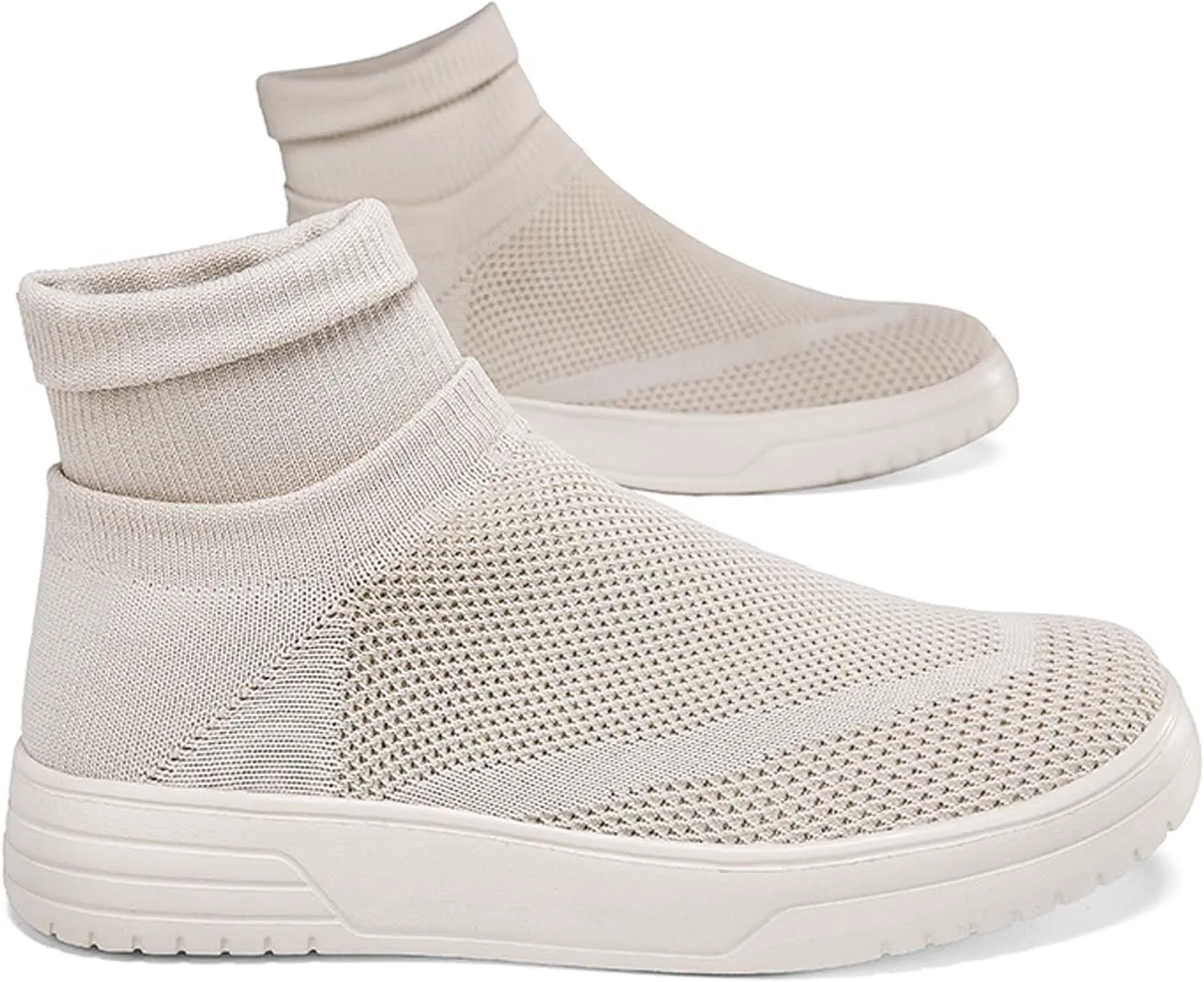 Fashionable Men Women's Lightweight Breathable Casual High Neck Flat Shoes, Wide Edition Business Casual Shoes, Non Slip Street Sports Shoes