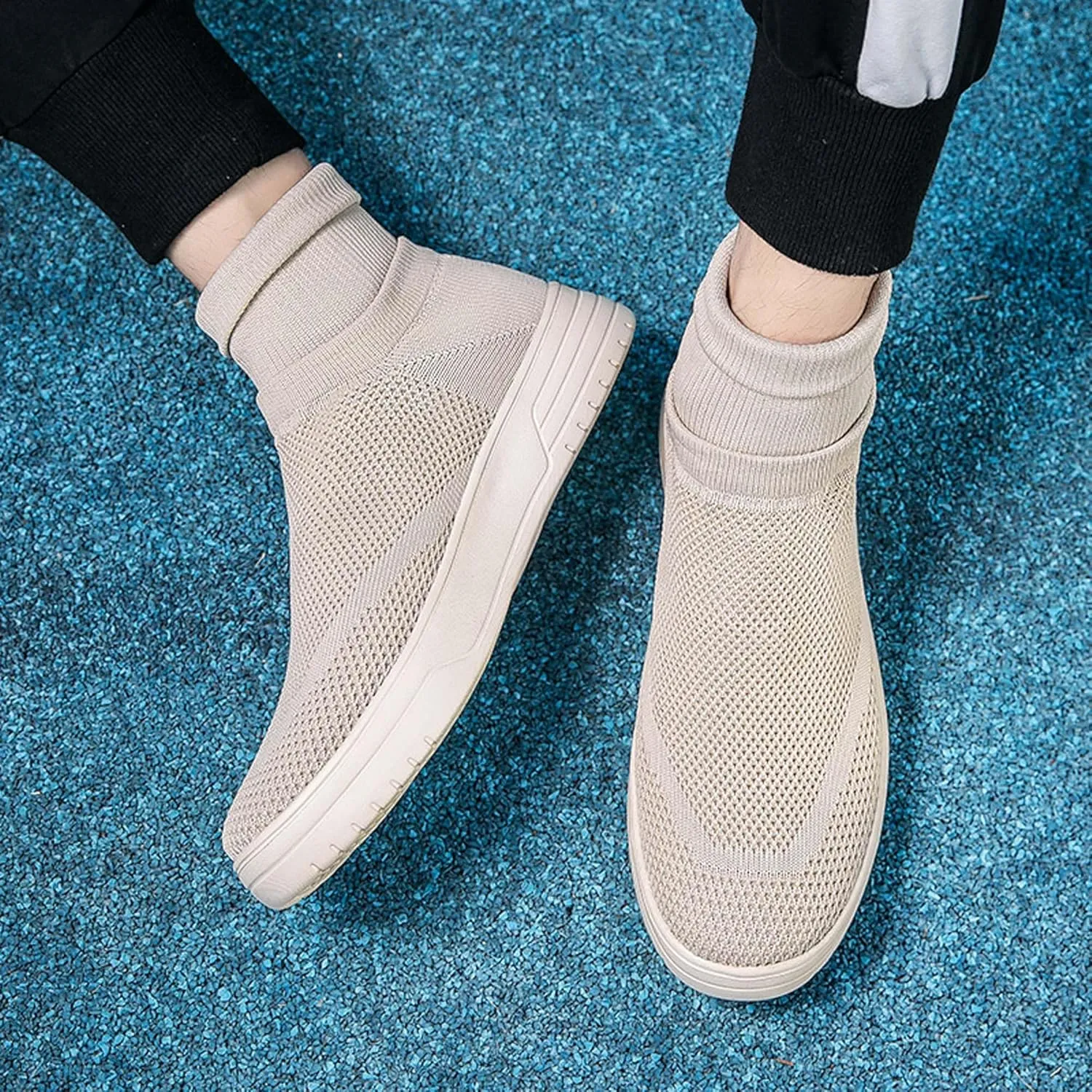 Fashionable Men Women's Lightweight Breathable Casual High Neck Flat Shoes, Wide Edition Business Casual Shoes, Non Slip Street Sports Shoes
