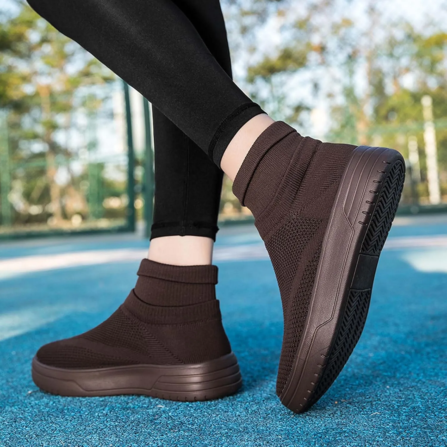 Fashionable Men Women's Lightweight Breathable Casual High Neck Flat Shoes, Wide Edition Business Casual Shoes, Non Slip Street Sports Shoes