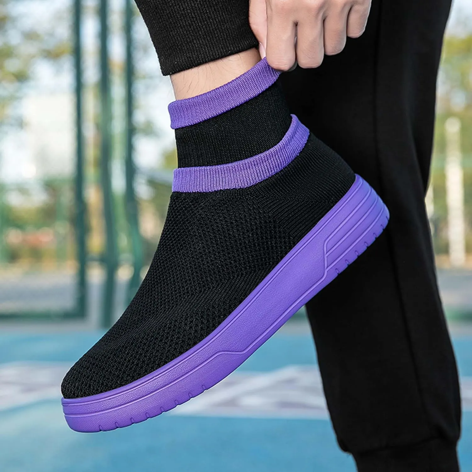 Fashionable Men Women's Lightweight Breathable Casual High Neck Flat Shoes, Wide Edition Business Casual Shoes, Non Slip Street Sports Shoes