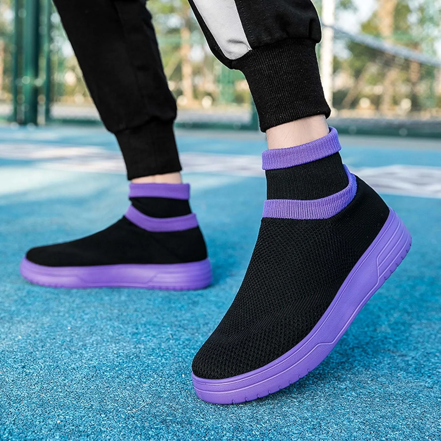 Fashionable Men Women's Lightweight Breathable Casual High Neck Flat Shoes, Wide Edition Business Casual Shoes, Non Slip Street Sports Shoes