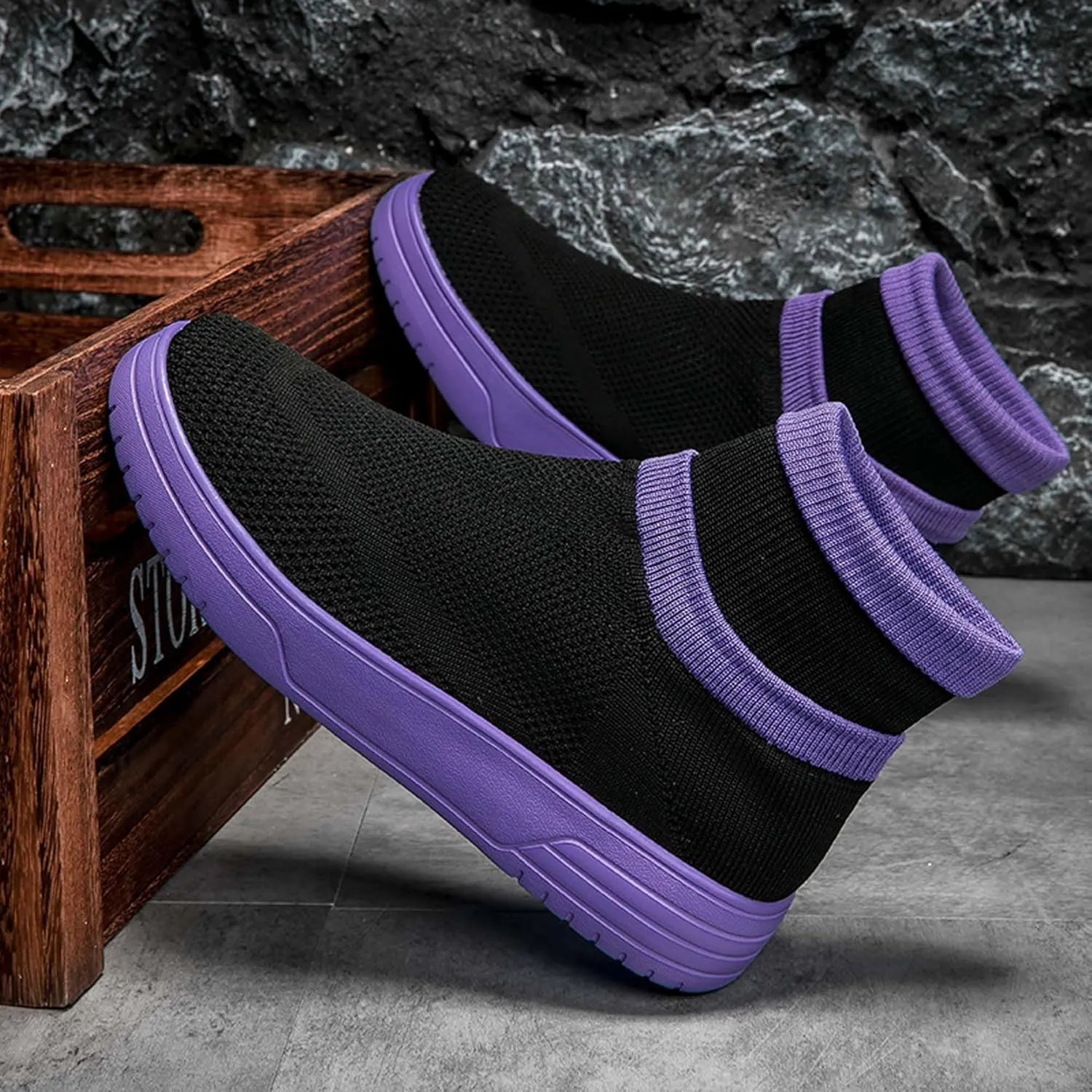 Fashionable Men Women's Lightweight Breathable Casual High Neck Flat Shoes, Wide Edition Business Casual Shoes, Non Slip Street Sports Shoes