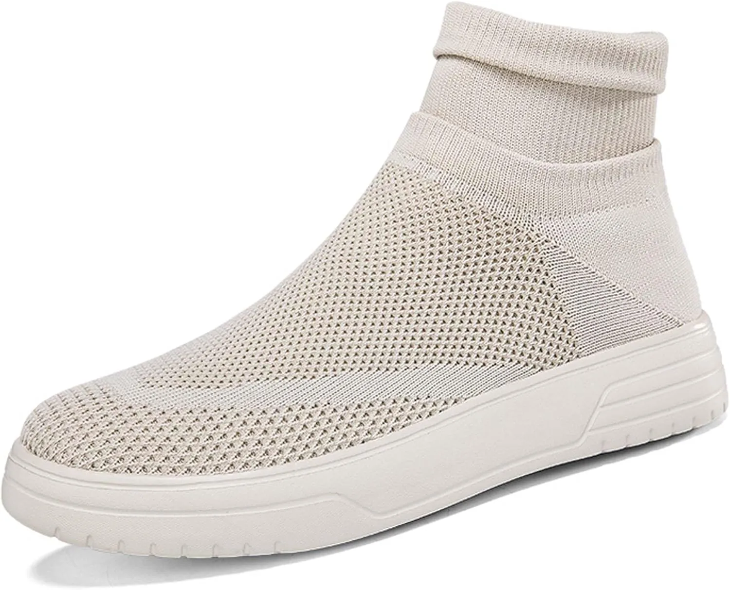 Fashionable Men Women's Lightweight Breathable Casual High Neck Flat Shoes, Wide Edition Business Casual Shoes, Non Slip Street Sports Shoes