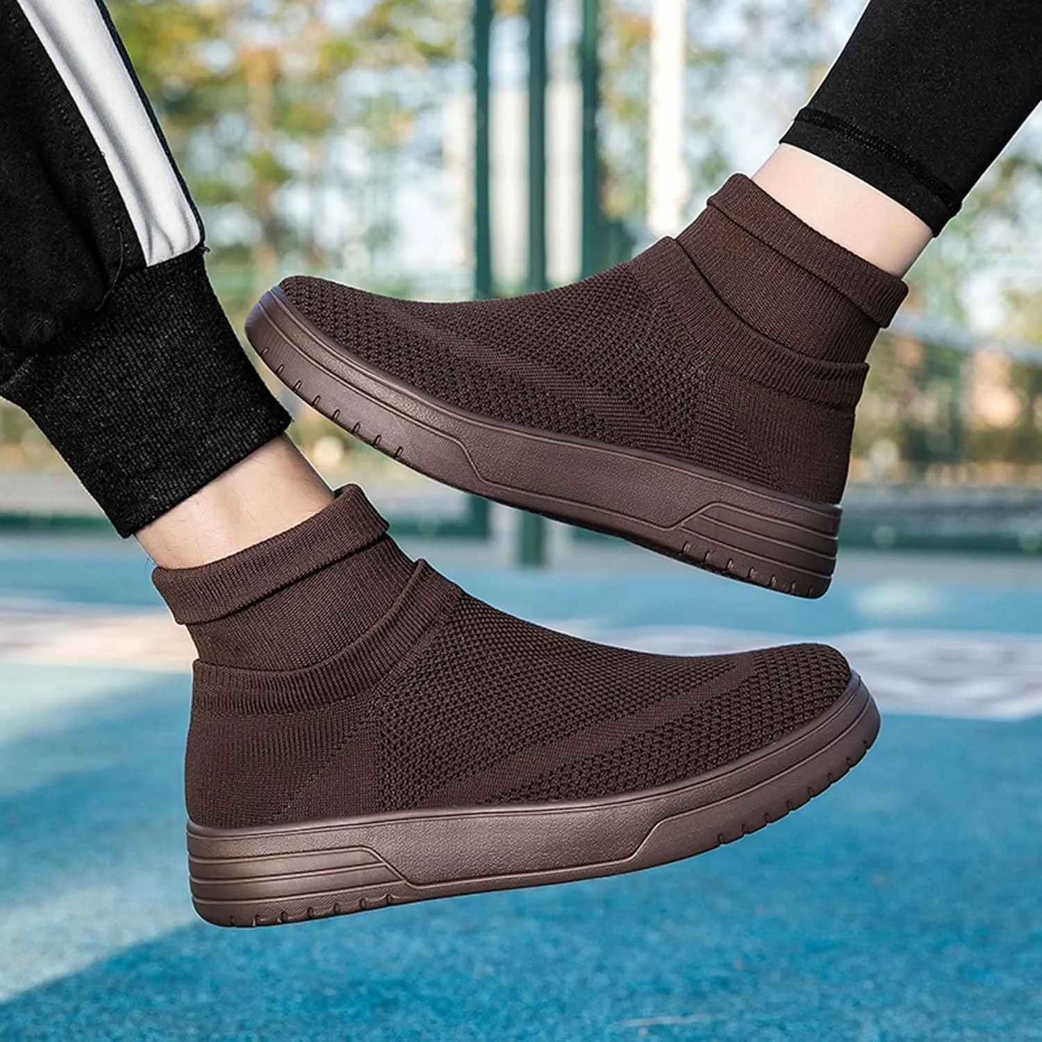 Fashionable Men Women's Lightweight Breathable Casual High Neck Flat Shoes, Wide Edition Business Casual Shoes, Non Slip Street Sports Shoes