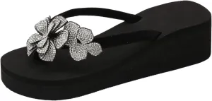 Flip Flops for Women Rhinestone Bling Wedge Sandals Summer Beach Slippers Dressy Wedding Shoes Outdoor Bohemia Slippers