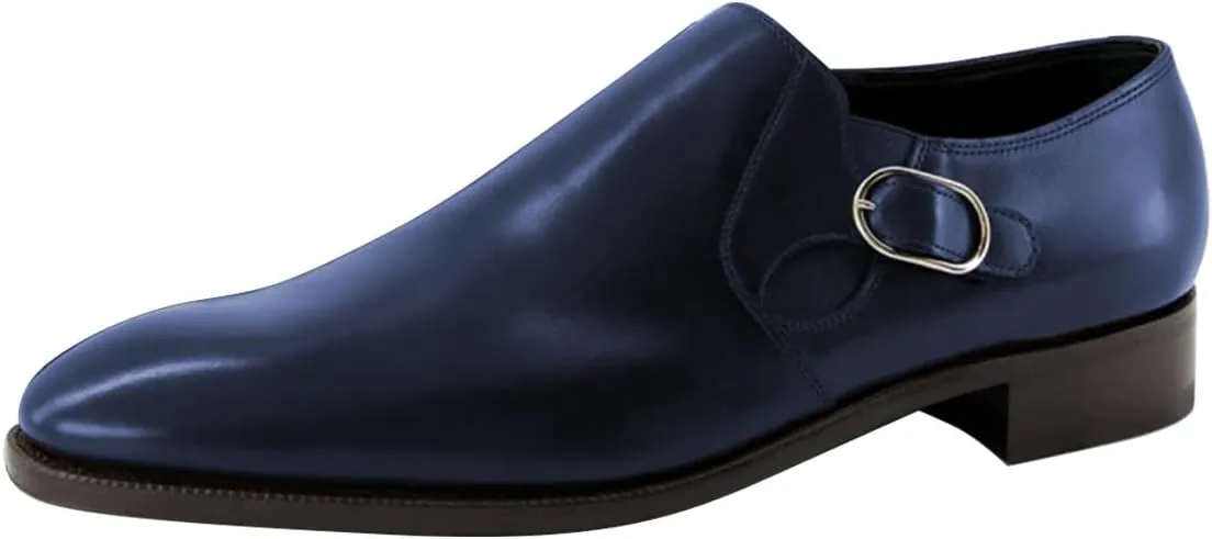 FSJ Men's Single Monk Strap Buckled Dress Loafers Shoes Comfortable Round Toe Slip On Side Elasticity Low Heels Formal Business Casual Shoes Size 4-16 US