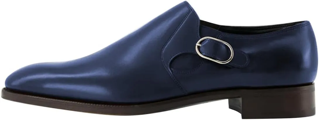 FSJ Men's Single Monk Strap Buckled Dress Loafers Shoes Comfortable Round Toe Slip On Side Elasticity Low Heels Formal Business Casual Shoes Size 4-16 US