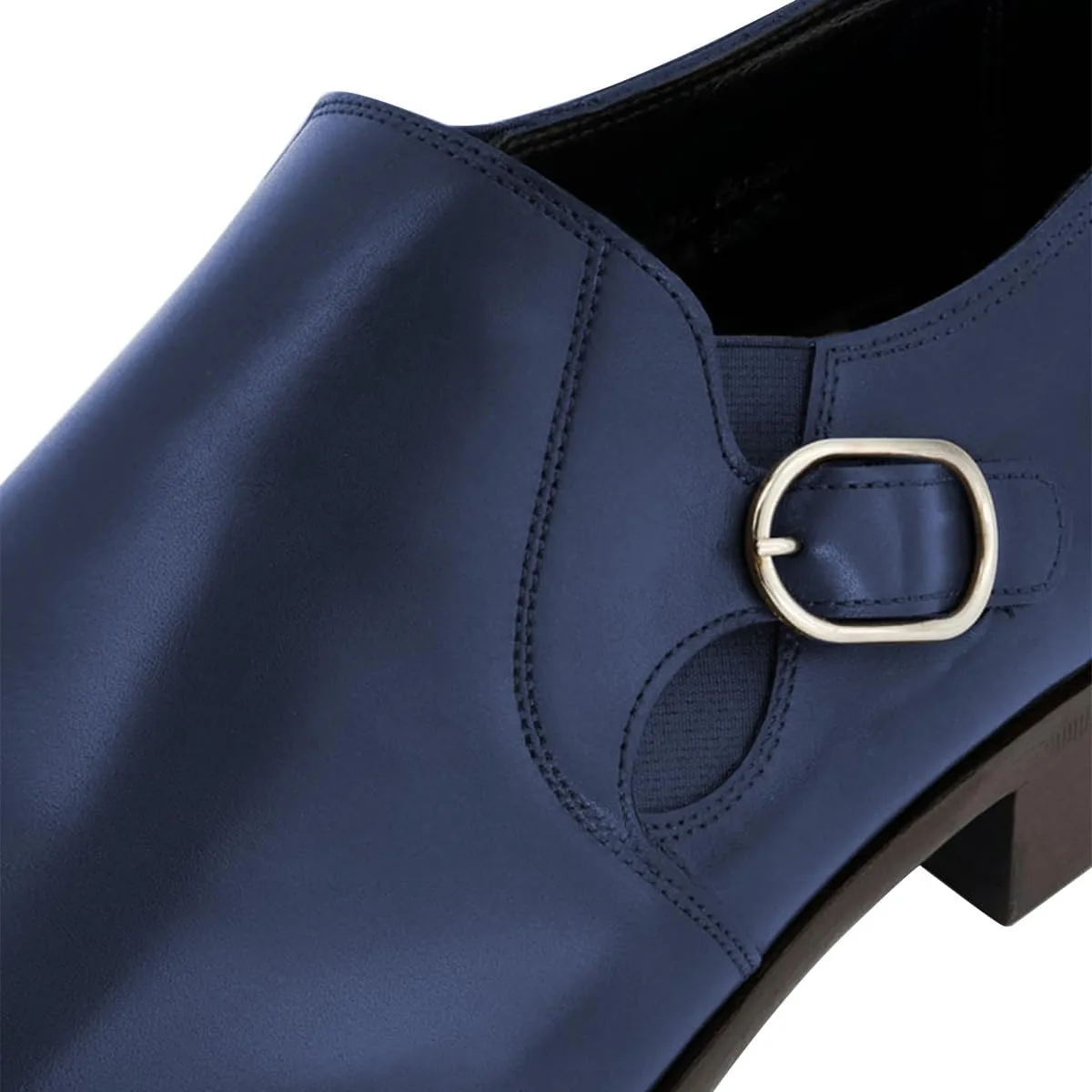 FSJ Men's Single Monk Strap Buckled Dress Loafers Shoes Comfortable Round Toe Slip On Side Elasticity Low Heels Formal Business Casual Shoes Size 4-16 US