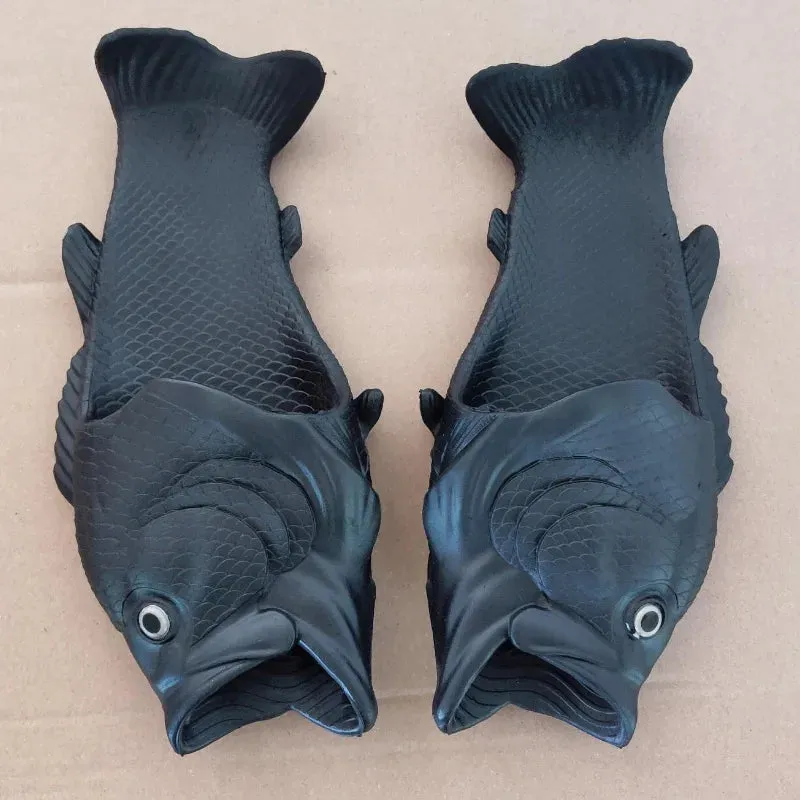 Funny Fish Slippers for Men & Women - Outdoor Couples Cartoon Animal Flip Flops, Plus Size 46-47