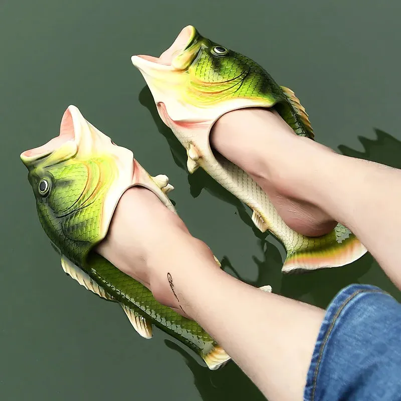 Funny Fish Slippers for Men & Women - Outdoor Couples Cartoon Animal Flip Flops, Plus Size 46-47