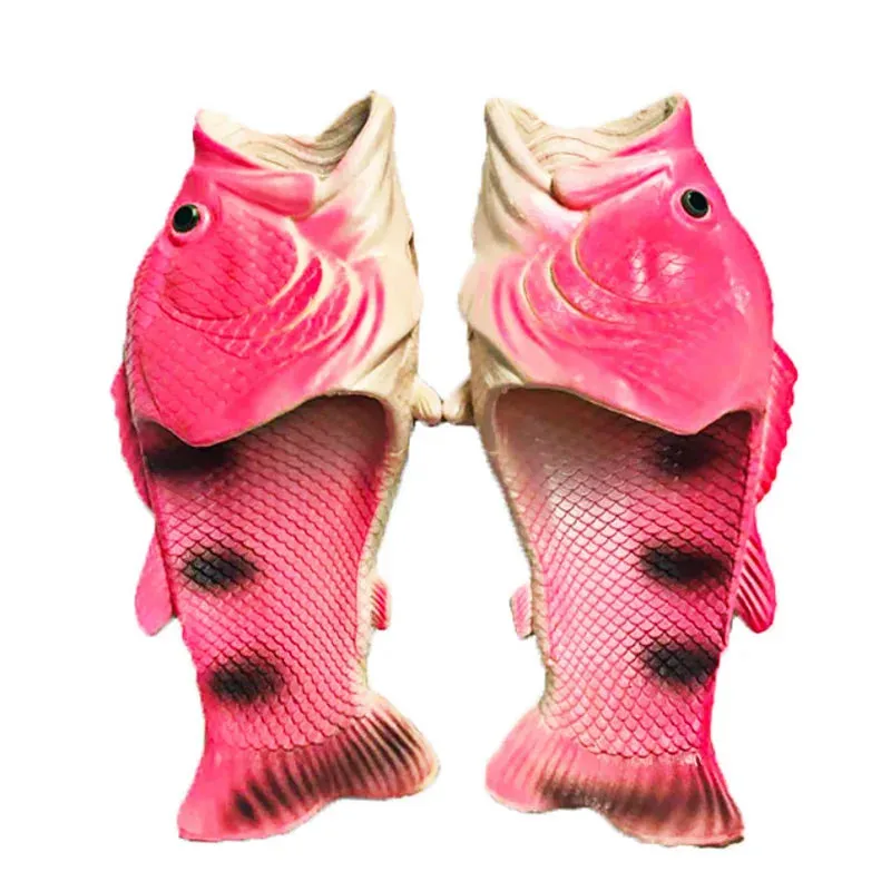 Funny Fish Slippers for Men & Women - Outdoor Couples Cartoon Animal Flip Flops, Plus Size 46-47