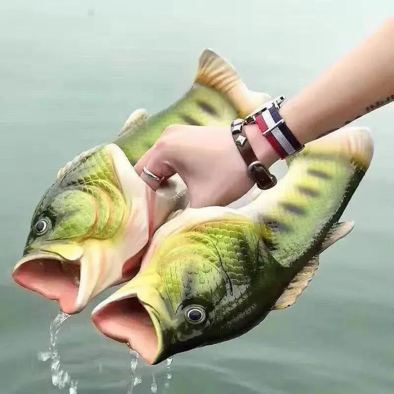 Funny Fish Slippers for Men & Women - Outdoor Couples Cartoon Animal Flip Flops, Plus Size 46-47