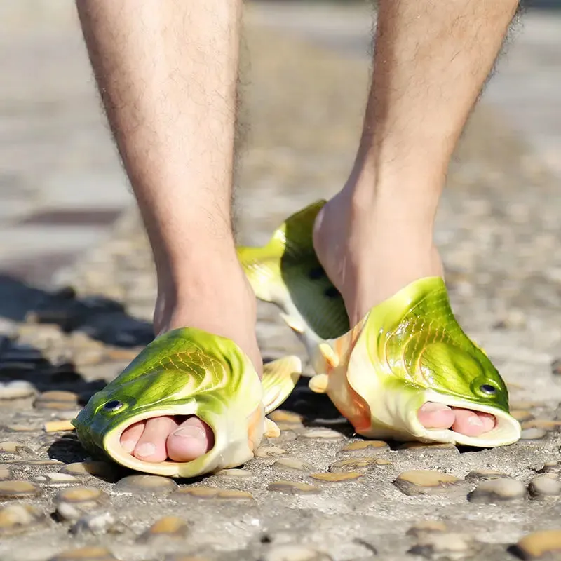Funny Fish Slippers for Men & Women - Outdoor Couples Cartoon Animal Flip Flops, Plus Size 46-47