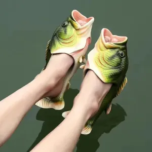 Funny Fish Slippers for Men & Women - Outdoor Couples Cartoon Animal Flip Flops, Plus Size 46-47